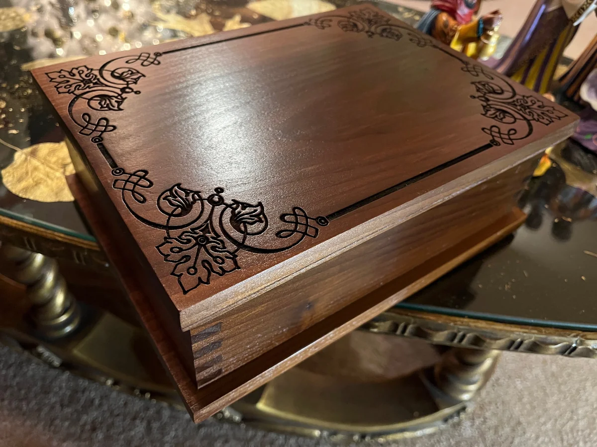 Decorative Floral Engraved Wood Keepsake Box