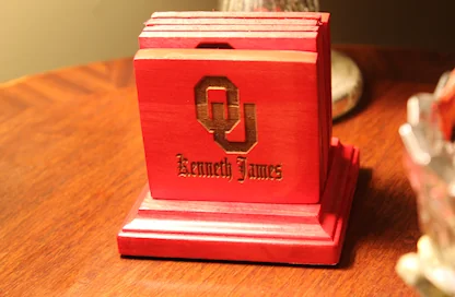Personalized Wood Coaster Set Holder