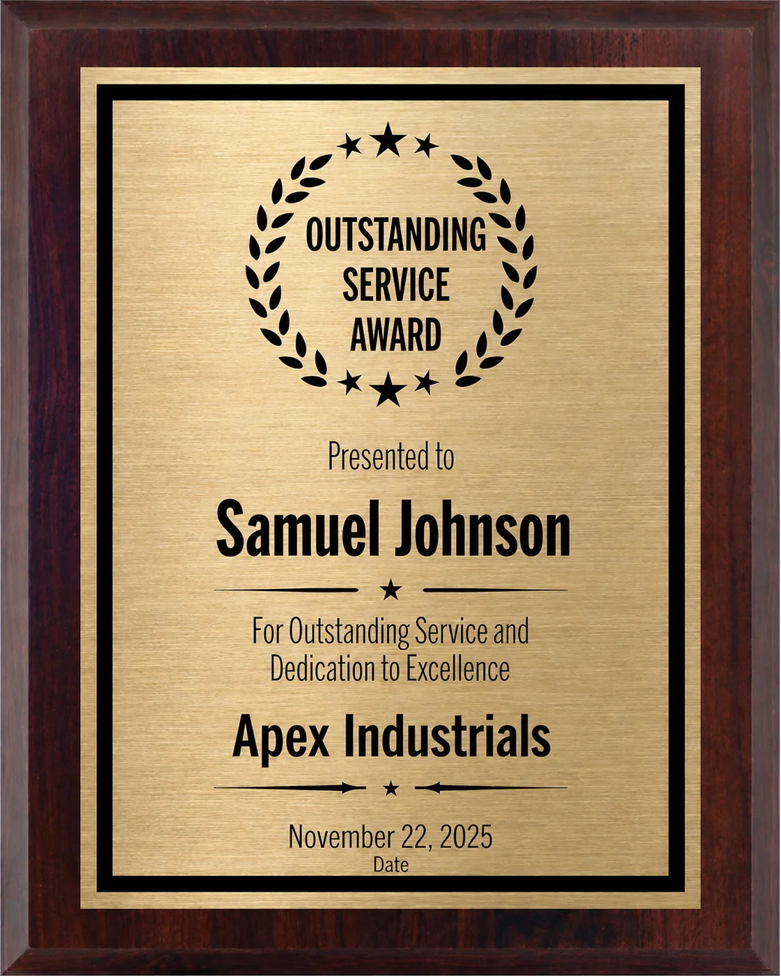 Outstanding Service Award Plaque