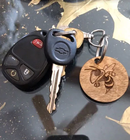 Personalized Bee Wood Keychain
