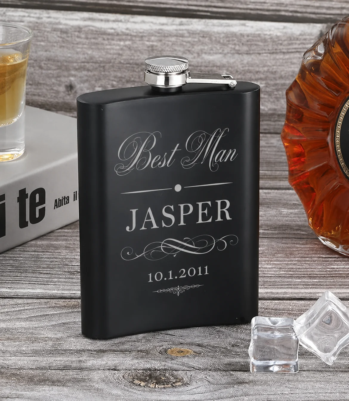 Custom engraved hip flask gift