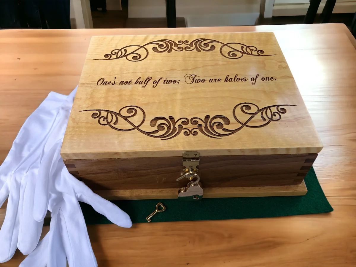 Engraved wooden memorial keepsake box