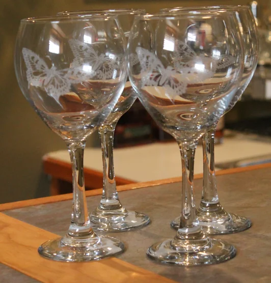 Engraved wine glasses